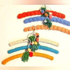 Vintage Wooden Hangers - Crocheted Covers - Group of 6 Colors